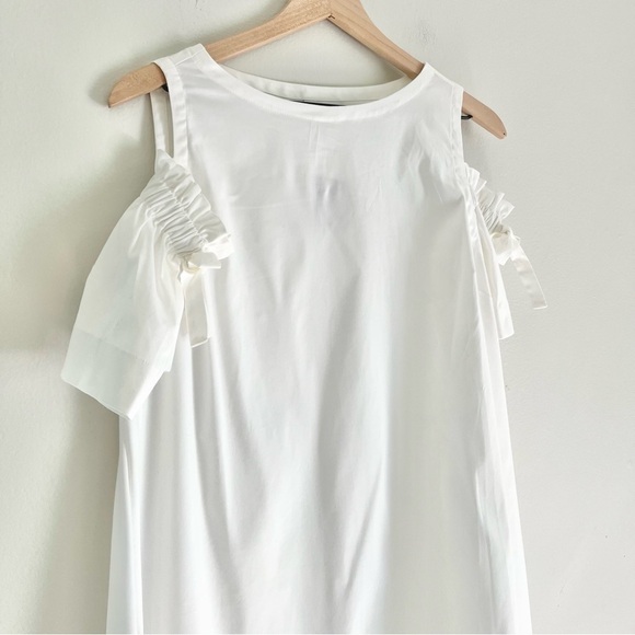 NWT J. Jill Women’s Cold Shoulder Ruffle Knee Length Dress White Small‎ Petite - Picture 4 of 10